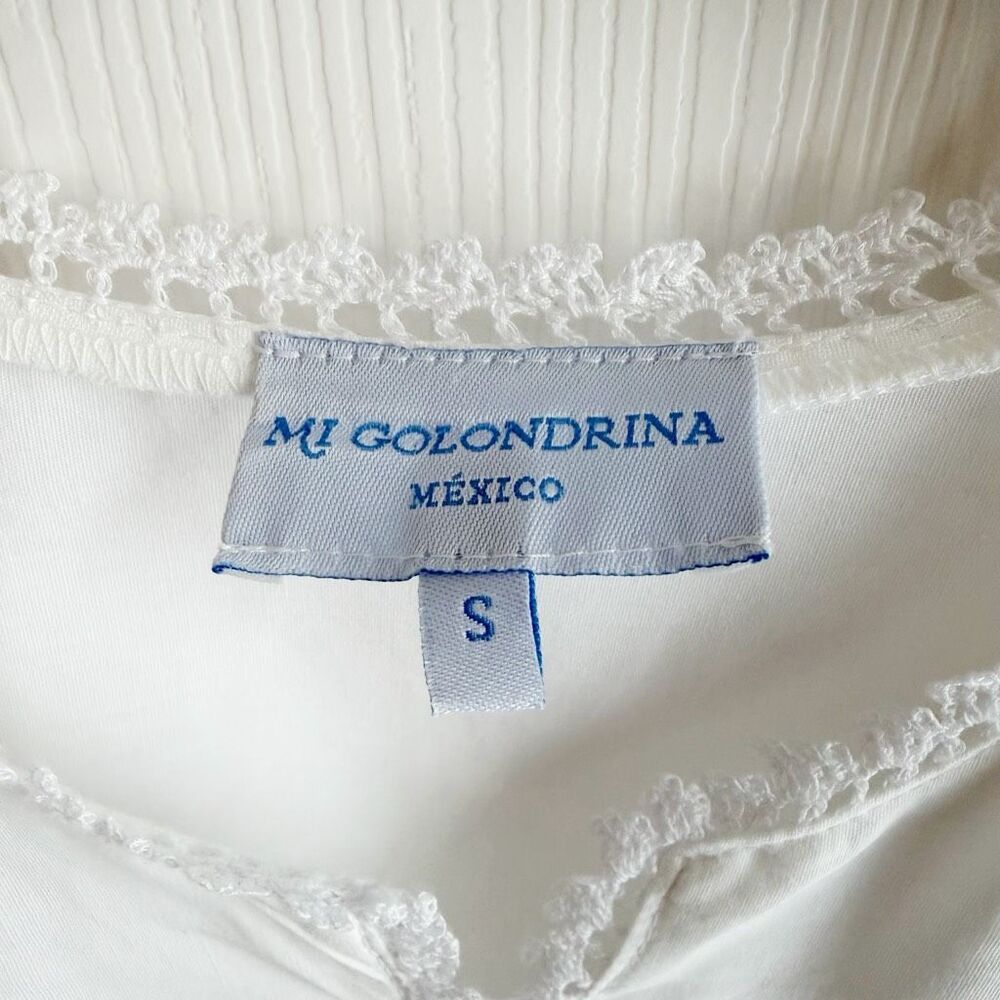 MI GOLONDRINA Valentina White Blouse Top Size Small Ruffle White Embroidered - Picture 6 of 15